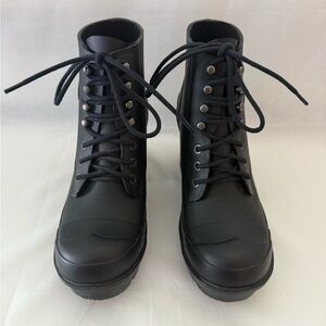 Hunter Black Women's Lace-Up Rain Boots Size 8